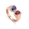 0.26 CT Ocatgon Cut Ruby & Blue Sapphire Diamond Ring