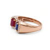 0.26 CT Ocatgon Cut Ruby & Blue Sapphire Diamond Ring
