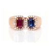 0.26 CT Ocatgon Cut Ruby & Blue Sapphire Diamond Ring