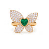 1.26 CT Emerald Heart Cut Butterfly Shape Diamond Ring