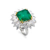 7.24 CT Emerald Octagon Cut Halo Ring with Pear Diamonds