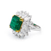 7.24 CT Emerald Octagon Cut Halo Ring with Pear Diamonds