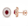1.93 CT Oval Shape Ruby Diamond Stud Earring